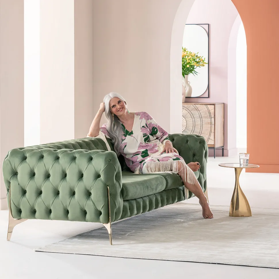 KARE Design Bank Bellissima 2-Seater Velvet Green 200cm New