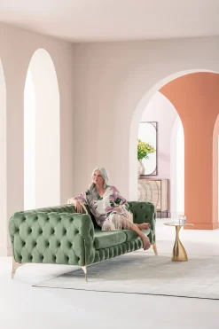 KARE Design Bank Bellissima 2-Seater Velvet Green 200cm New