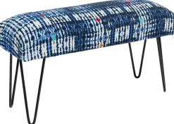 KARE Design Bankje Desna Patchwork Blue 80cm Outlet