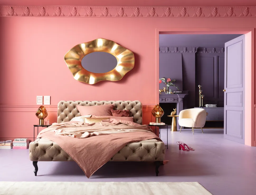 KARE Design Bed Desire Fluweel Ecru 160x200cm Best