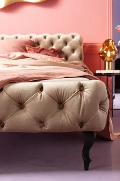 KARE Design Bed Desire Fluweel Ecru 160x200cm Best