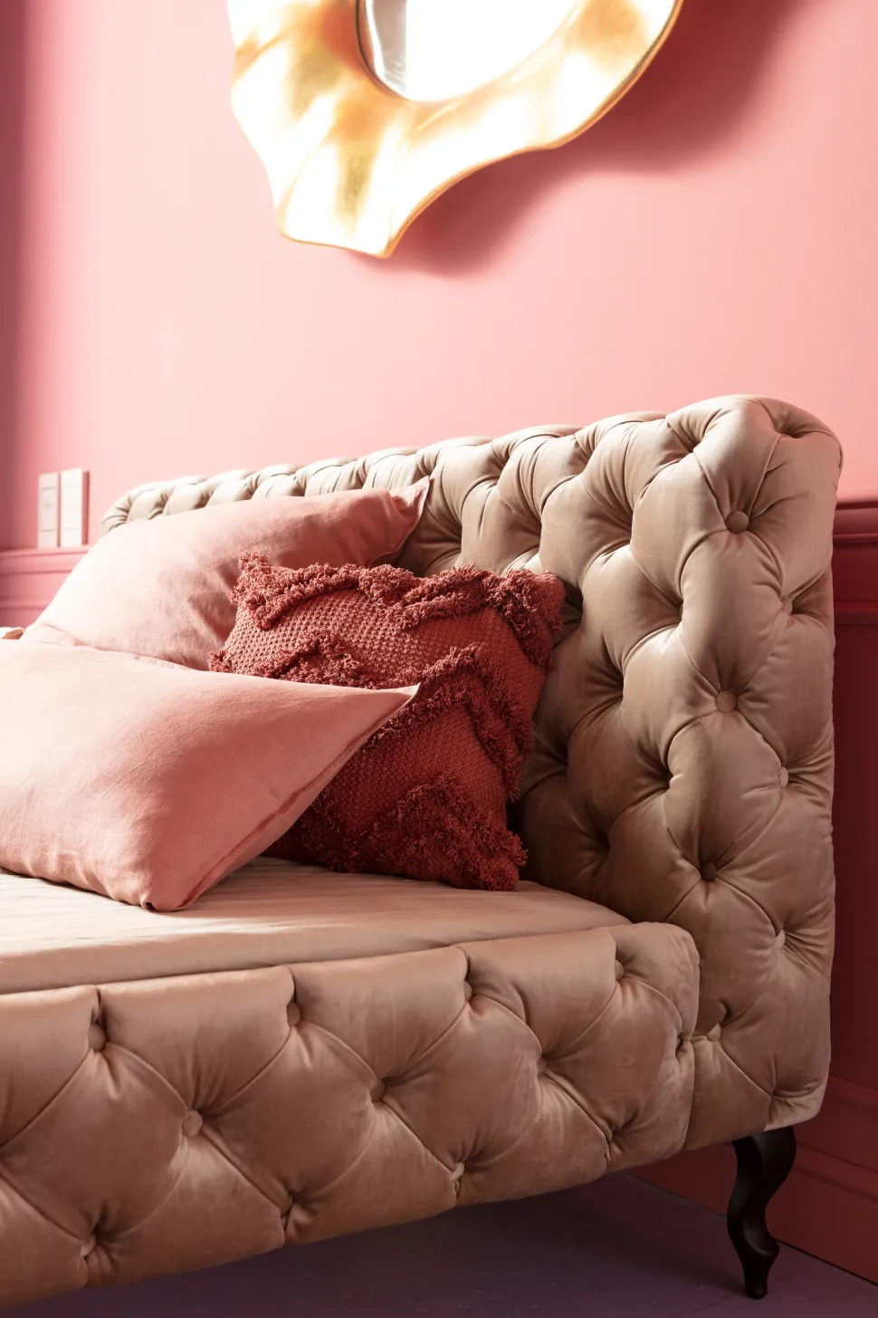 KARE Design Bed Desire Fluweel Ecru 160x200cm Best