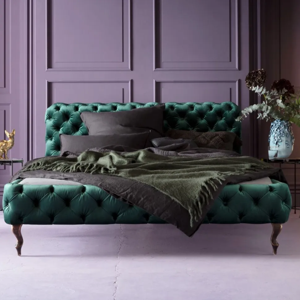 KARE Design Bed Desire Fluweel Groen 160x200cm Clearance