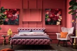 KARE Design Bed Desire Fluweel Roze 160x200cm Fashion
