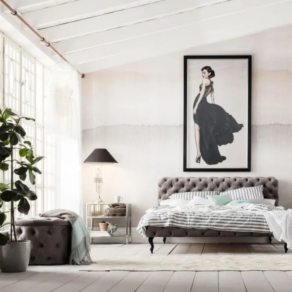 KARE Design Bed Desire Fluweel Zilvergrijs 160x200cm Clearance