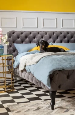 KARE Design Bed Desire Fluweel Zilvergrijs 160x200cm Clearance