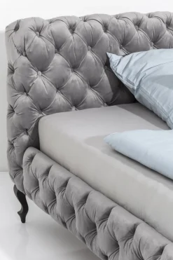 KARE Design Bed Desire Fluweel Zilvergrijs 160x200cm Clearance
