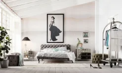 KARE Design Bed Desire Fluweel Zilvergrijs 160x200cm Clearance