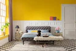 KARE Design Bed Desire Fluweel Zilvergrijs 160x200cm Clearance