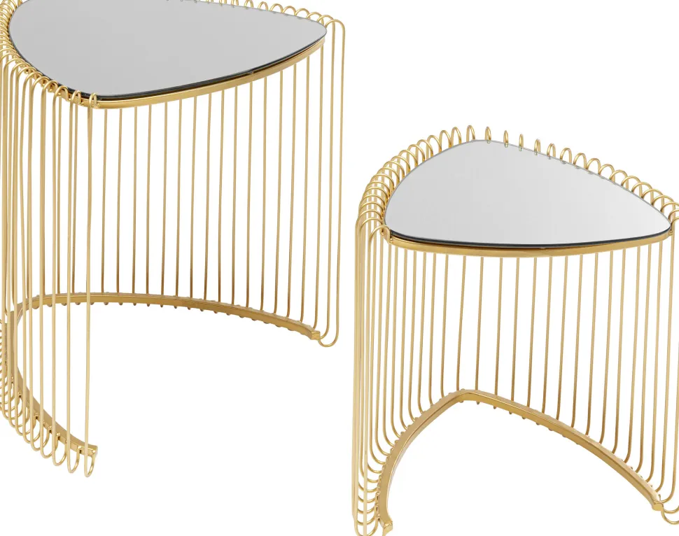 KARE Design Bijzettafel Wire Triangle Gold (Set Van 2) New
