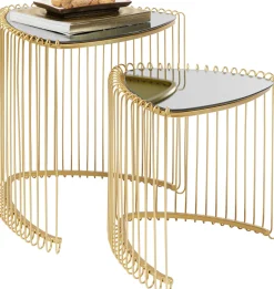 KARE Design Bijzettafel Wire Triangle Gold (Set Van 2) New