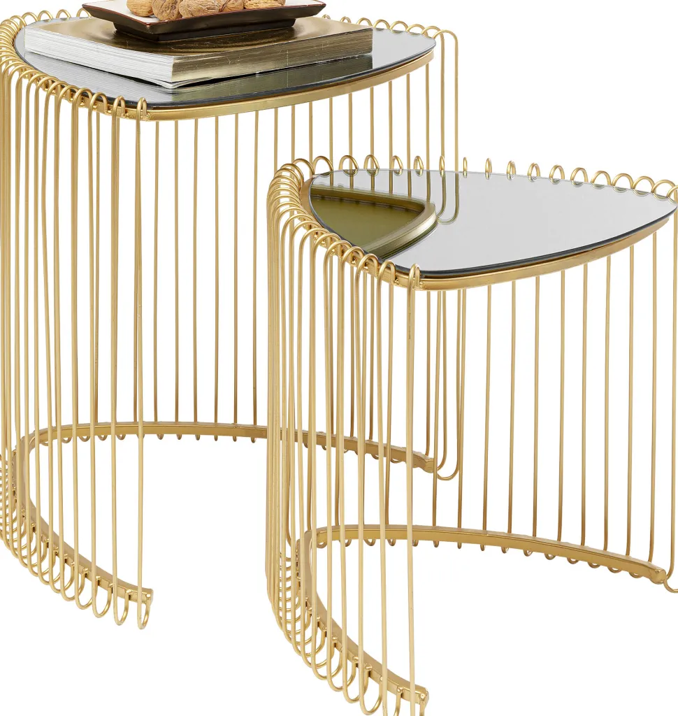 KARE Design Bijzettafel Wire Triangle Gold (Set Van 2) New