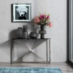 KARE Design Console Laser Zilver Helder Glas 120x40cm Online