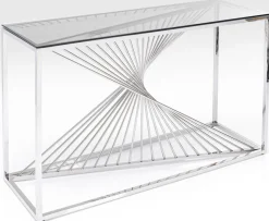 KARE Design Console Laser Zilver Helder Glas 120x40cm Online