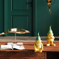 KARE Design Decofiguur Dwerg Zittend Goud Groen 19cm Sale