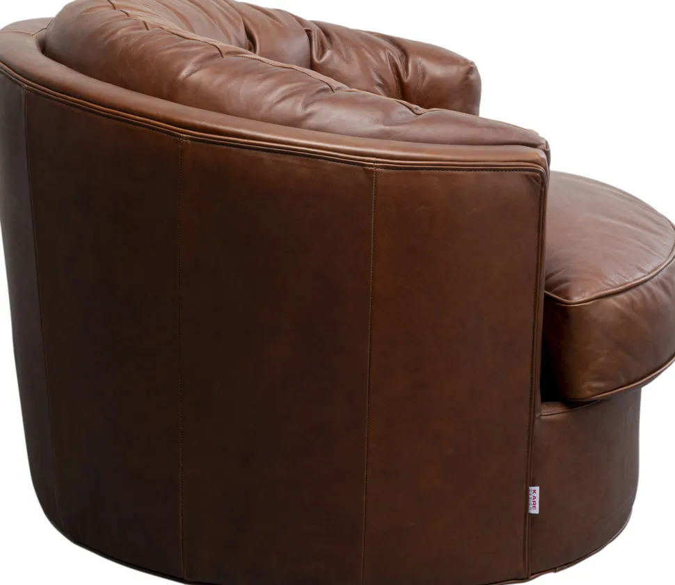 KARE Design Draaibare Fauteuil Music Hall Leather Brown Cheap