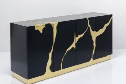 KARE Design Dressoir Cracked Black Gold 165x80cm Flash Sale