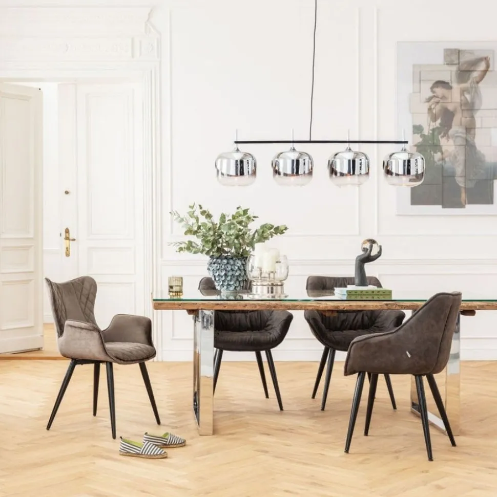 KARE Design Eetkamerstoel Black Marshall Fluweel Grijs Best