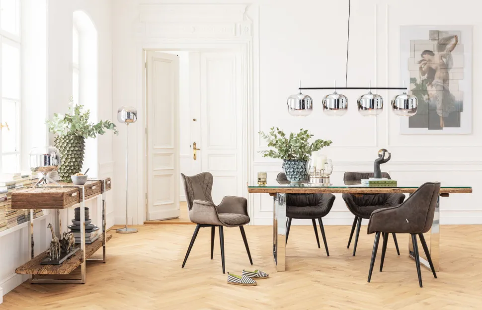 KARE Design Eetkamerstoel Black Marshall Fluweel Grijs Best