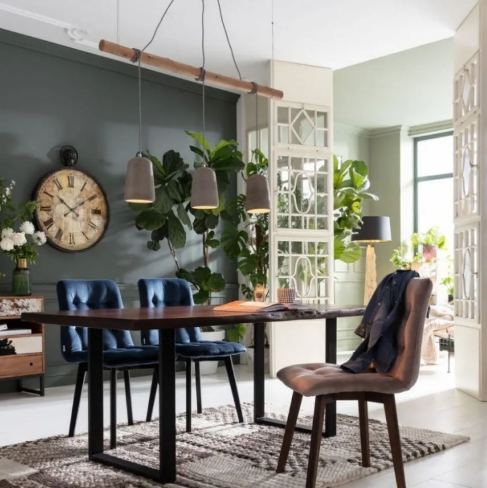 KARE Design Eetkamerstoel Black Moritz Fluweel Blauw Outlet