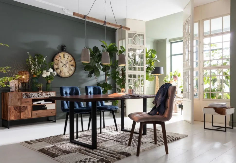 KARE Design Eetkamerstoel Black Moritz Fluweel Blauw Outlet