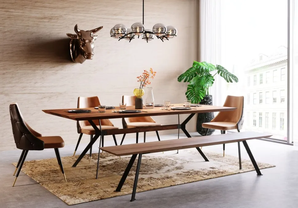 KARE Design Eettafel Downtown Walnoot 220x100cm Shop