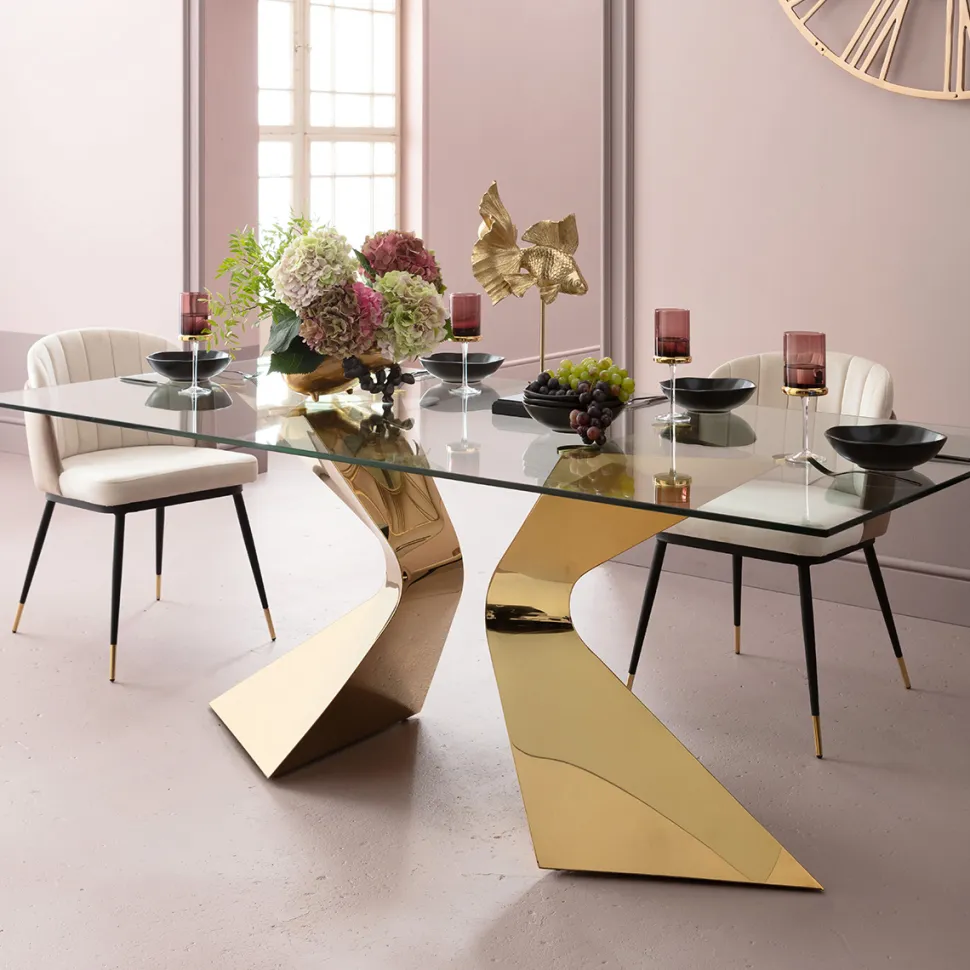 KARE Design Eettafel Gloria Goud 200x100cm Outlet