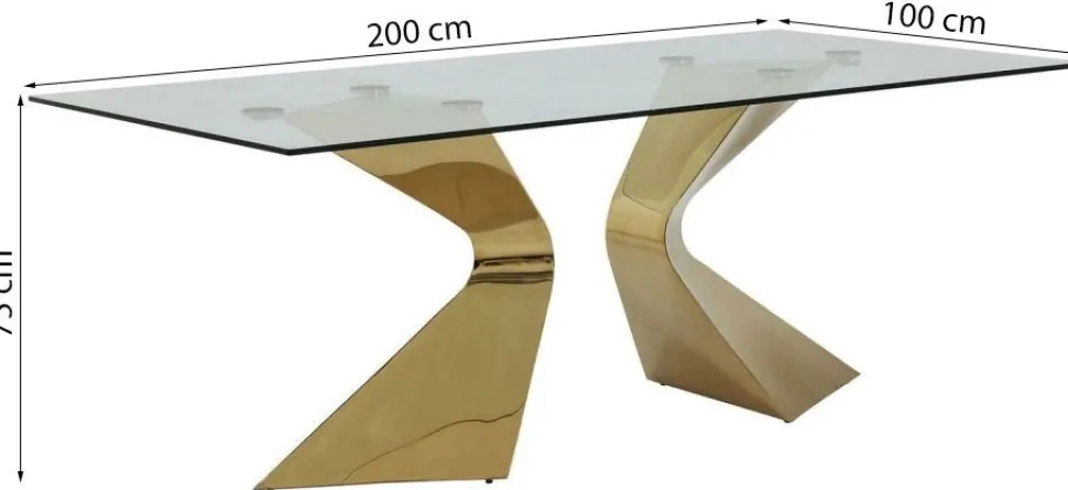 KARE Design Eettafel Gloria Goud 200x100cm Outlet