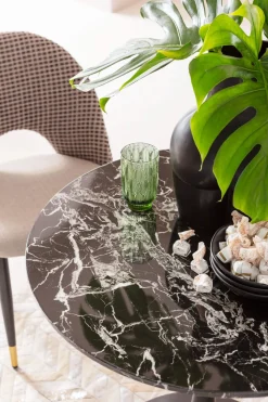 KARE Design Eettafel Schickeria Marble Black Ø80cm Outlet