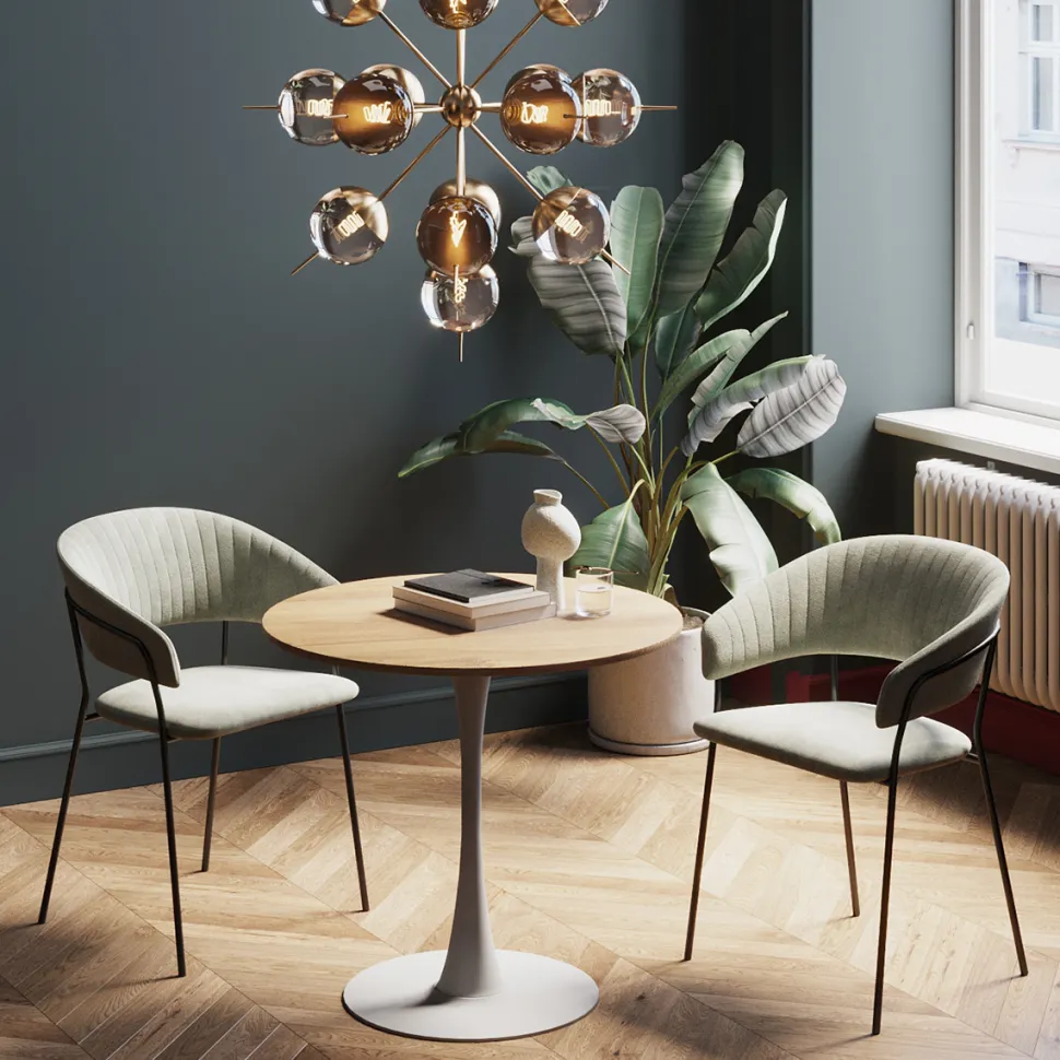 KARE Design Eettafel Schickeria Oak Print White Ø80cm Store