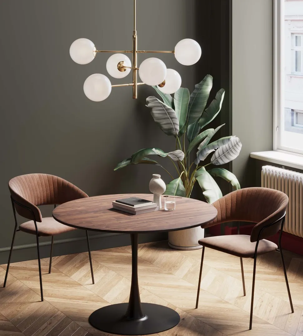 KARE Design Eettafel Schickeria Walnut Print Black Ø110cm Store