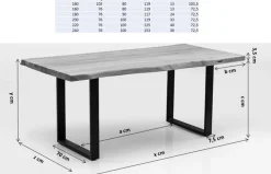 KARE Design Eettafel Symphony Eiken Ruwstaal 200x100cm Sale