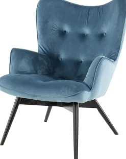 KARE Design Fauteuil Black Vicky Fluweel Petrol-Blauw Best