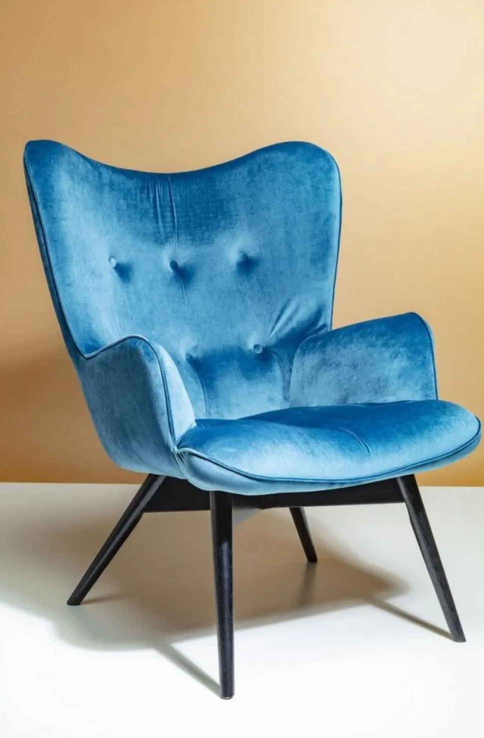 KARE Design Fauteuil Black Vicky Fluweel Petrol-Blauw Best