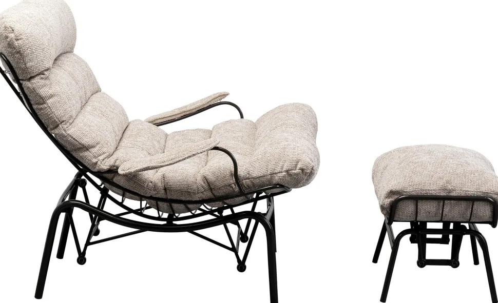 KARE Design Fauteuil + Hocker Vienna Swing Beige New