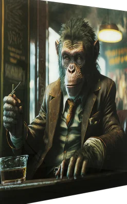 KARE Design Glasschilderij Drinking Monkey 100x100cm Store
