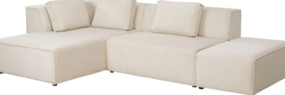 KARE Design Hoekbank Infinity Ottomane Cord Cream Left Store