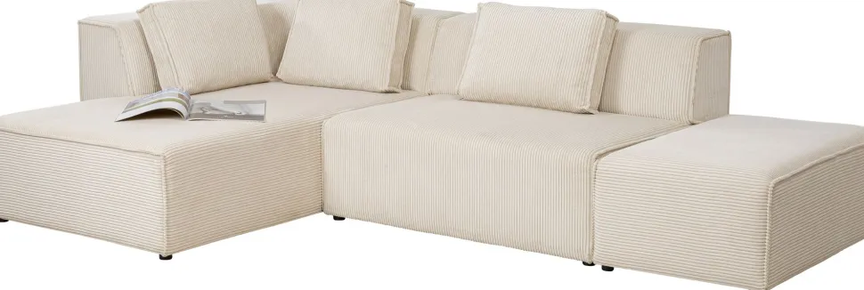 KARE Design Hoekbank Infinity Ottomane Cord Cream Left Store