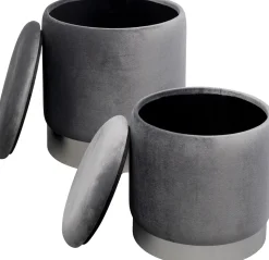 KARE Design Poef Cherry Storage Grey Silver (2/set) Fashion