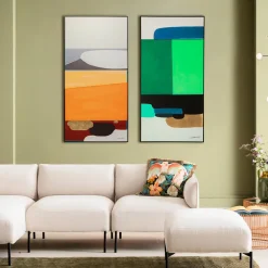 KARE Design Schilderij Abstract Shapes Green 73x143cm Sale