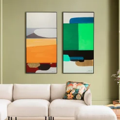 KARE Design Schilderij Abstract Shapes Orange 73x143cm Hot