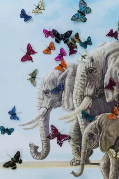 KARE Design Schilderij Touched Elephants With Butterflies 120x120cm Online