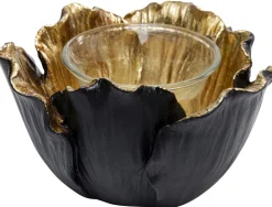 KARE Design Theelichthouder Flower Bloom Zwart Goud Ø10cm Best Sale