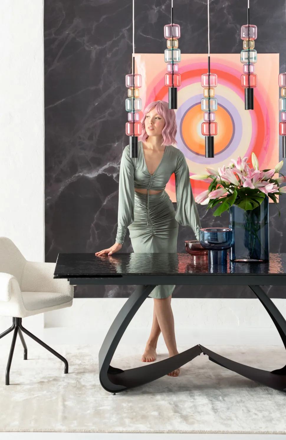 KARE Design Uitschuifbare Eettafel Bellagio Bubble 180(40+40)x98cm Discount