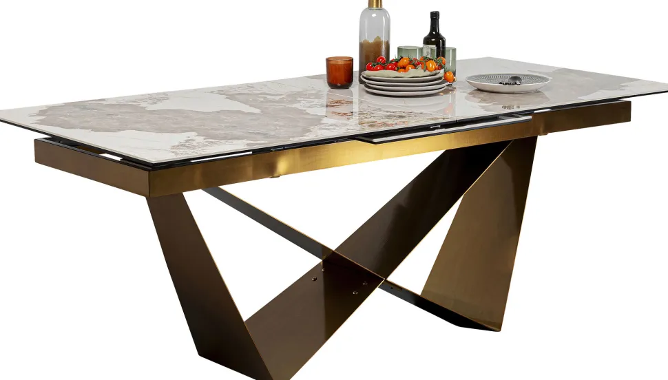 KARE Design Uitschuifbare Eettafel Connesso Brass 200(+60)x100cm Online