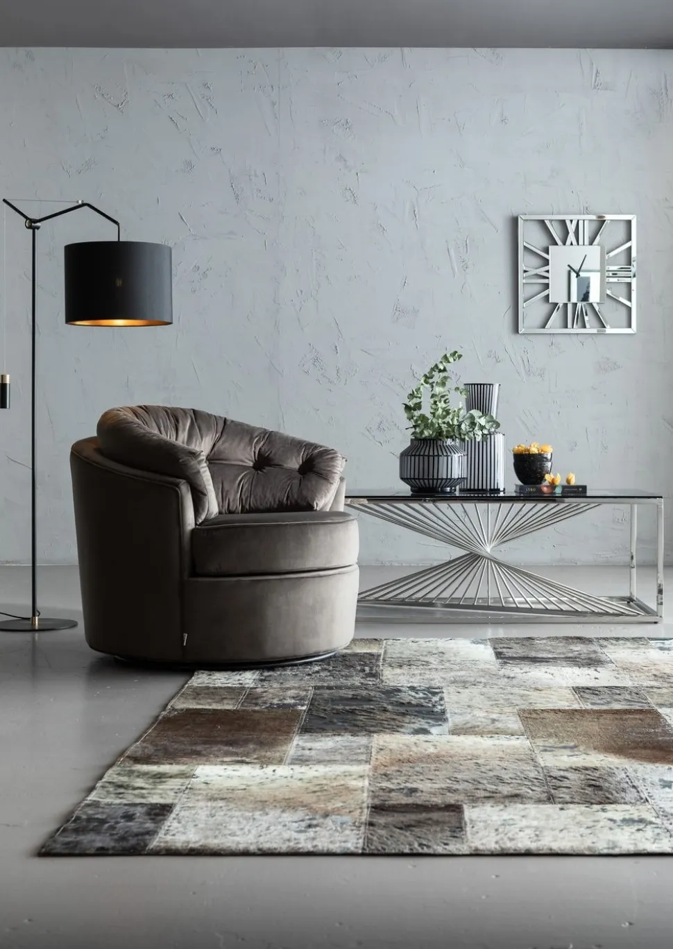 KARE Design Vloerkleed Vierkant Grijs 170x240cm Cheap