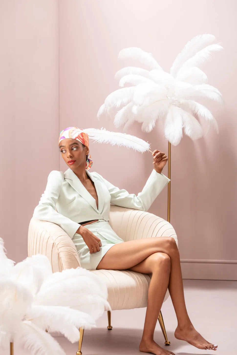 KARE Design Vloerlamp Feather Palm White 165cm Cheap