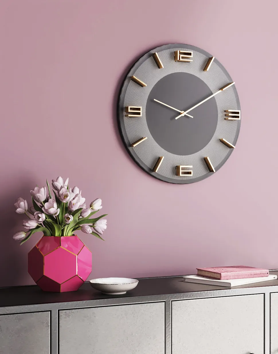 KARE Design Wandklok Leonardo Grijs-Goud Cheap